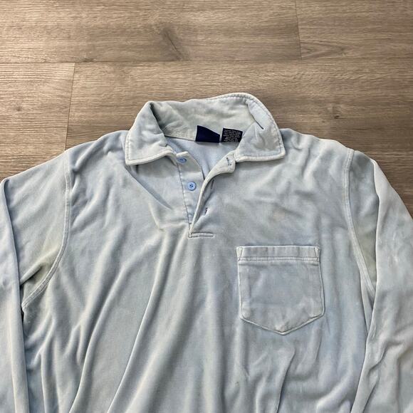 VINTAGE BLUE VELOUR LONGSLEEVE SWEATSHIRT LARGE - Picture 2 of 6